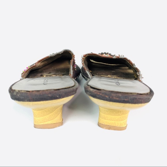 Curfew Mules Heeled Beaded Design Brown size 9 - Picture 4 of 8